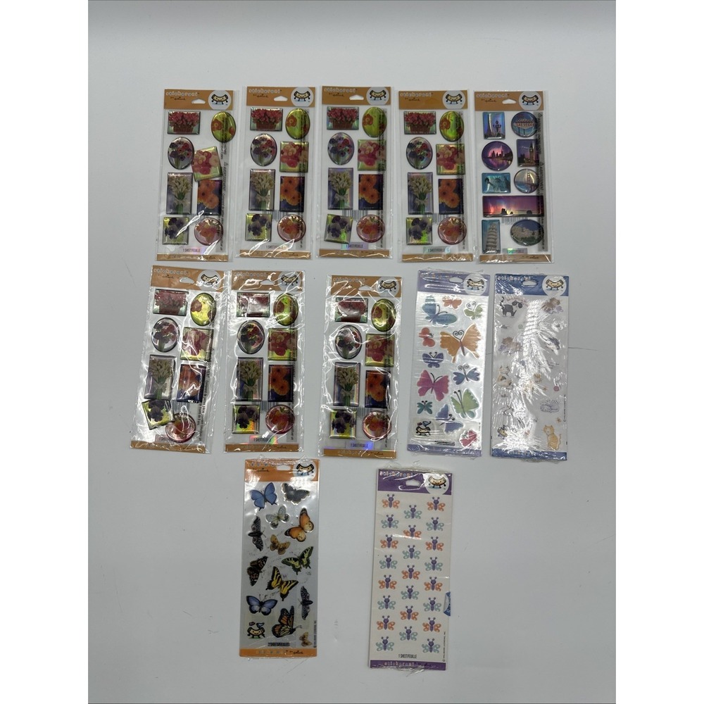 Lot 12 Hallmark Stickeroni Sticker Packs NWT Butterfly Cats Flowers Cities NEW